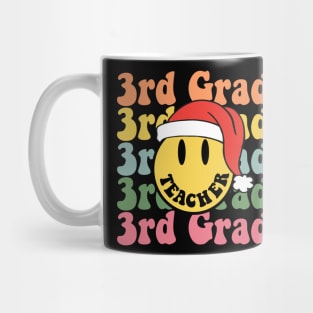 Retro Christmas Teacher 3rd Grade Santa Hat Back To School Mug